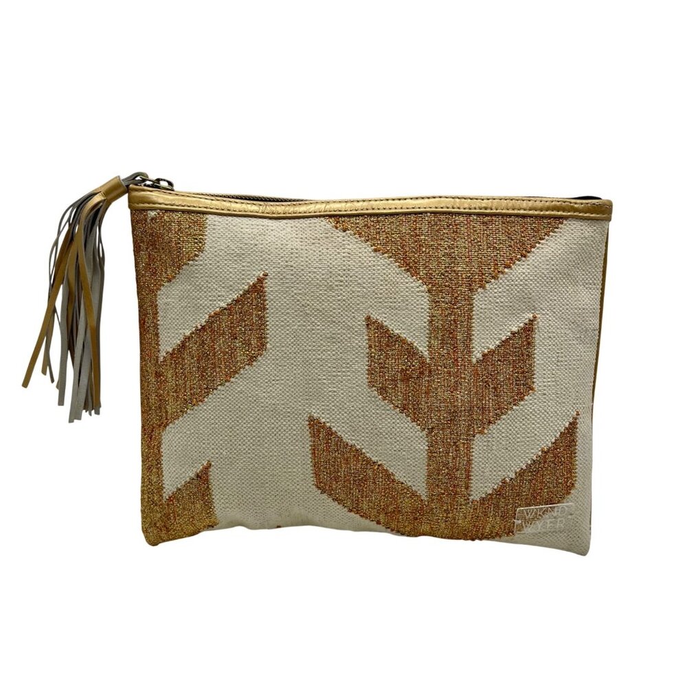 WKND WYFR Beige Beaded Geometric Clutch